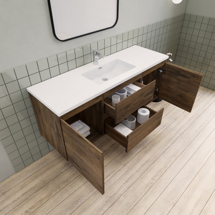 Ivy Bronx 60 Inch Single Sink Floating Modern Bathroom Vanity Wayfair.ca